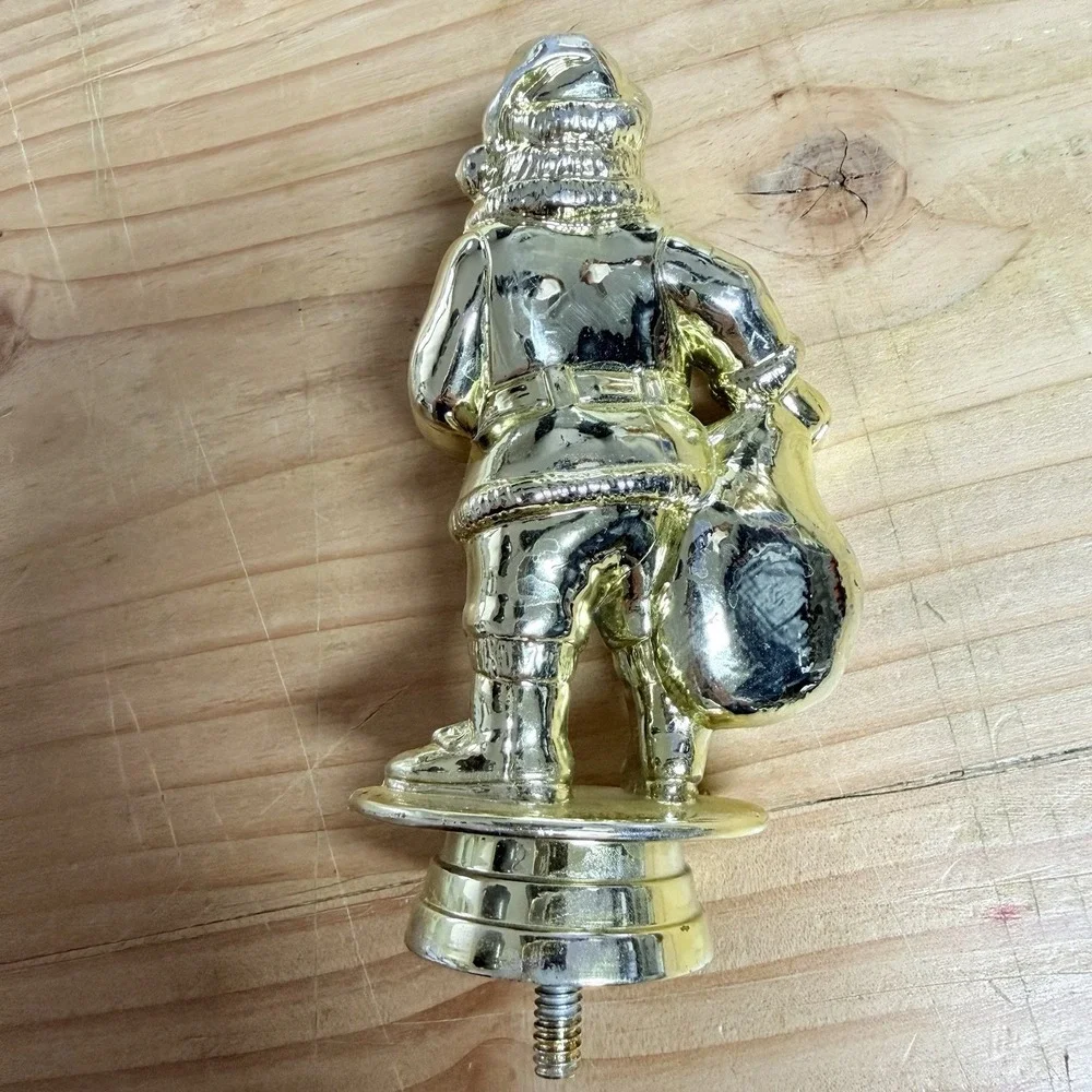 Vintage Santa Claus Trophy Topper Gold‎ Tone Plastic 4